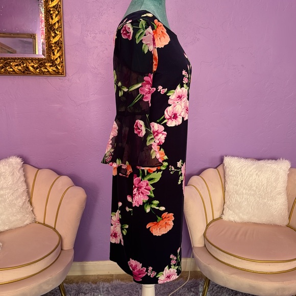 ❤️ Chico’s Short Dress Floral Sleeve Detail - Picture 4 of 9